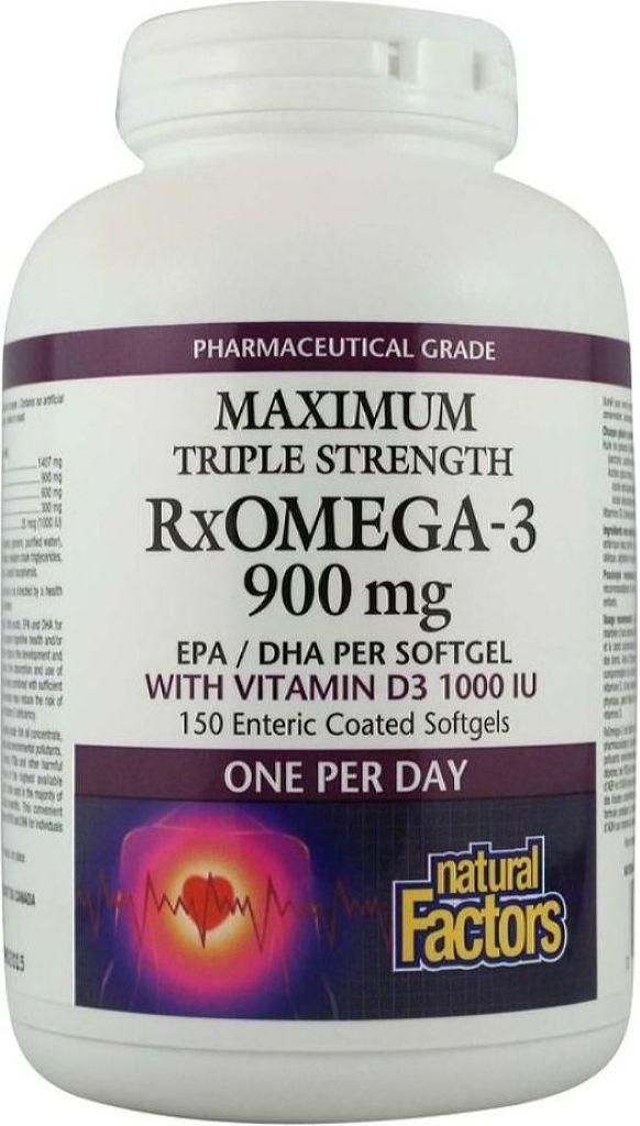 NATURAL FACTORS RxOmega 3 + D3 (900 mg - 150 sgels)