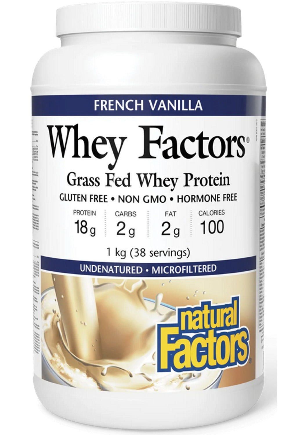 NATURAL FACTORS Grass Fed Whey Protein (French Vanilla - 1 kg)