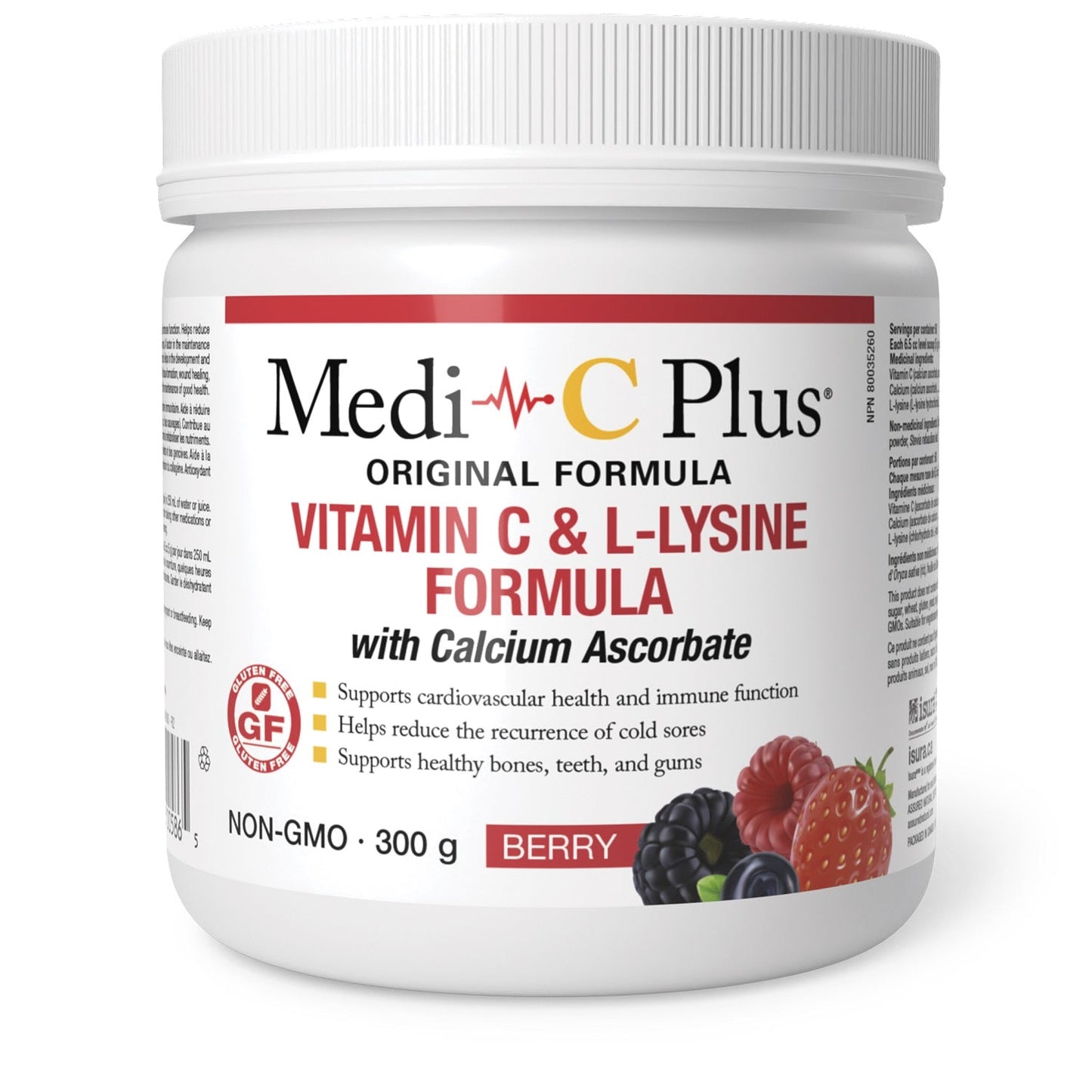 Medi-C Plus Vitamin C & L-Lysine with Calcium Ascorbate (Berry - 300 g)